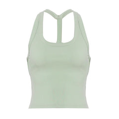 Ribbed u neck hollow out solid cut out top