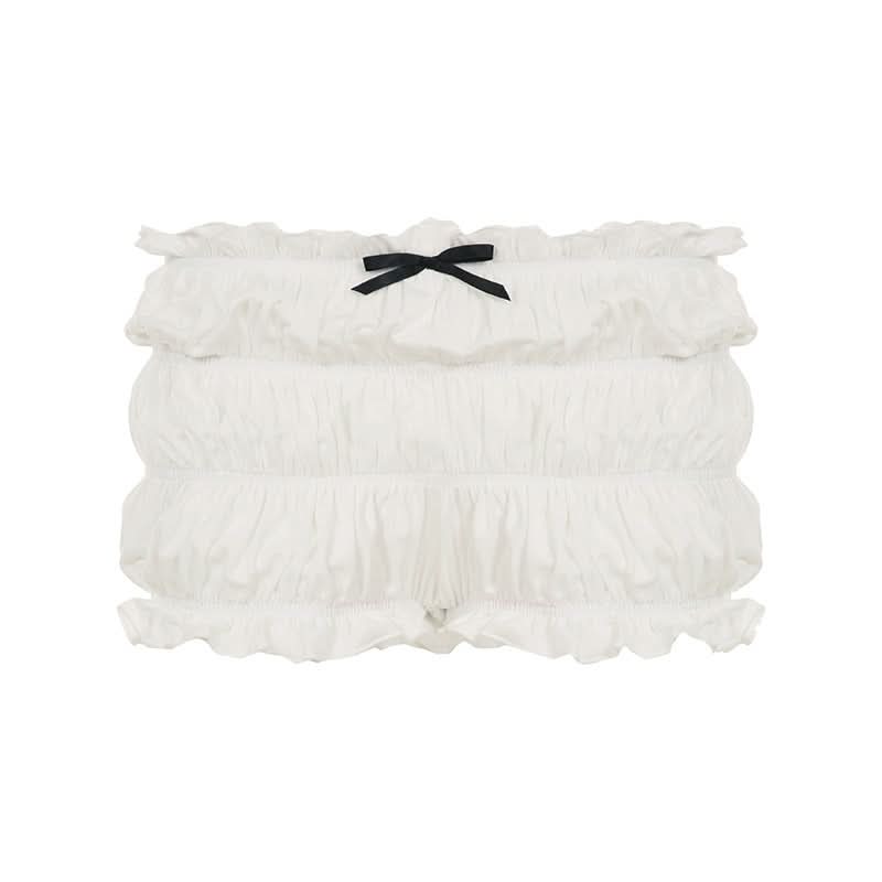 Bowknot ruffle ruched low rise short pant