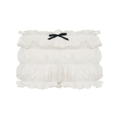Bowknot ruffle ruched low rise short pant