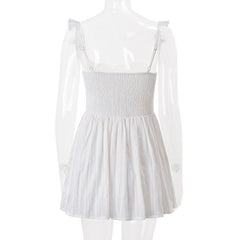 Square neck ruffle smocked cami mini dress