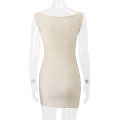Cowl neck ruched solid mini dress