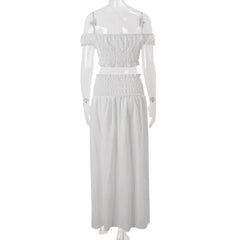 Smocked bowknot ruffle maxi skirt set