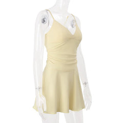 V neck backless cami mini dress