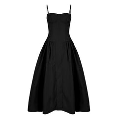 Ruched zip-up backless cami midi dress