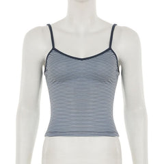 Striped v neck contrast backless cami top