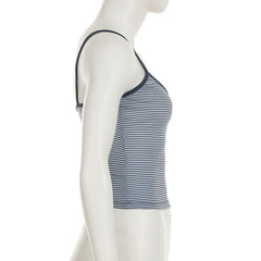 Striped v neck contrast backless cami top