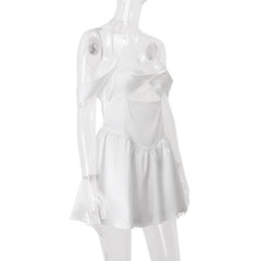 Halter off shoulder hollow out zip-up cut out mini dress