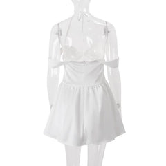 Halter off shoulder hollow out zip-up cut out mini dress