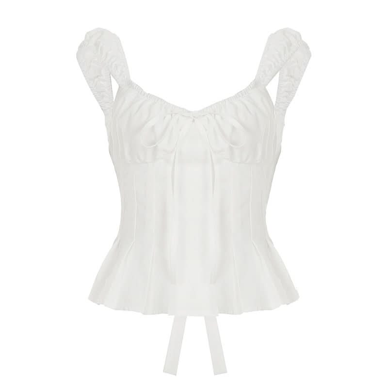 Pleated v neck self tie zip-up solid top