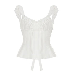 Pleated v neck self tie zip-up solid top