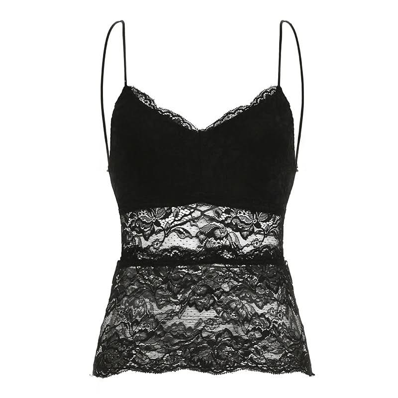 Lace v neck backless spaghetti strap top