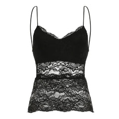 Lace v neck backless spaghetti strap top