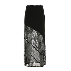 Lace patchwork irregular solid mini skirt
