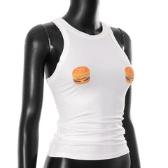Crewneck hamburger pattern contrast top