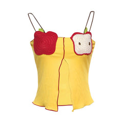 Fruit pattern ruffle cami top