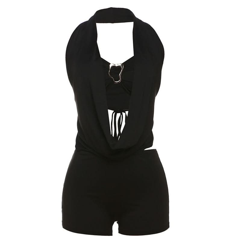 Halter self tie 3 piece short pant set