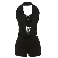 Halter self tie 3 piece short pant set