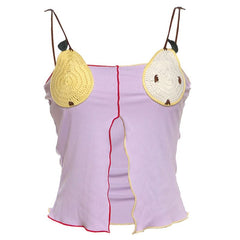 Fruit pattern ruffle cami top
