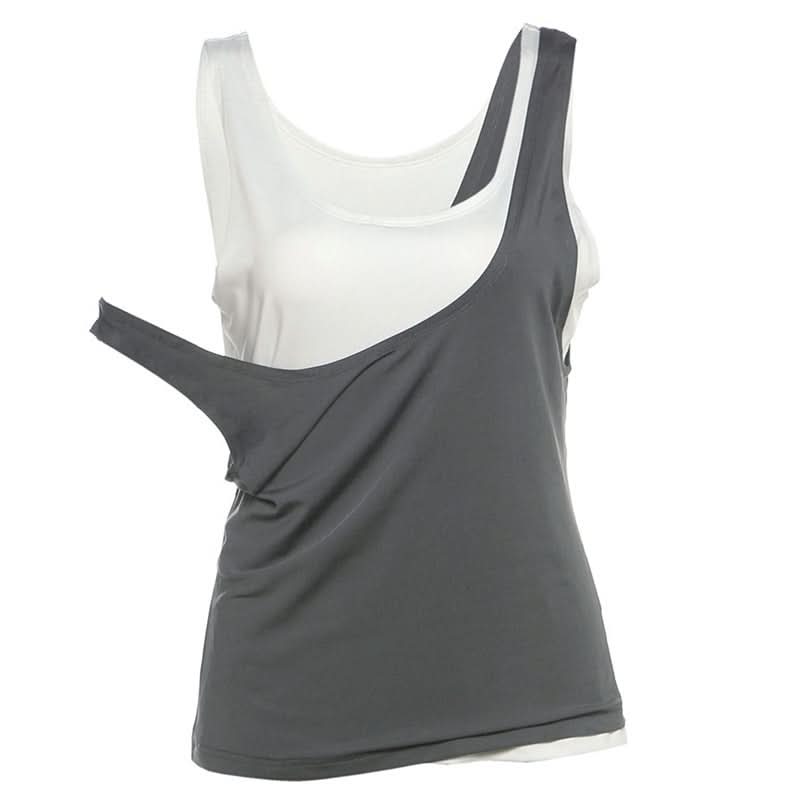 U neck solid 2 piece tank top