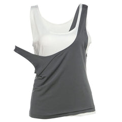 U neck solid 2 piece tank top