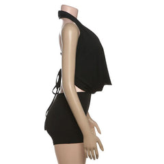 Halter self tie 3 piece short pant set