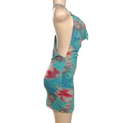 Ruched flower print one shoulder mini dress