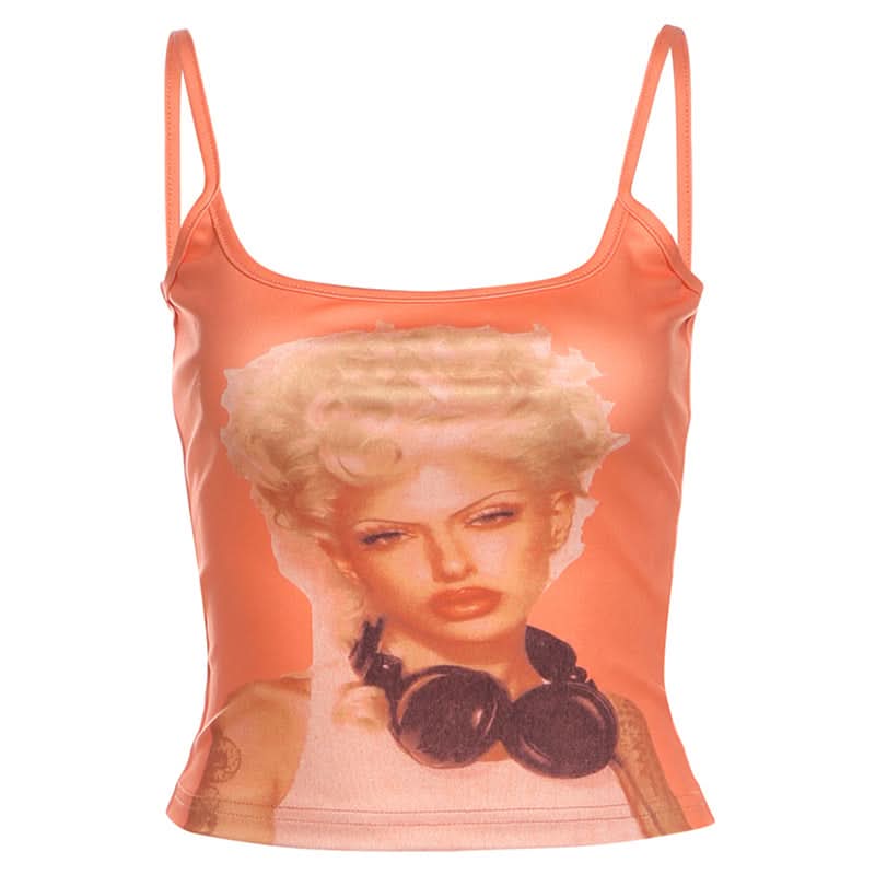 U neck abstract cami top