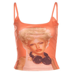 U neck abstract cami top