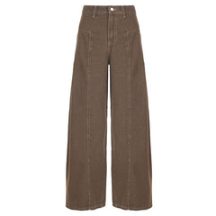 Button pocket zip-up low rise jeans