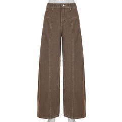 Button pocket zip-up low rise jeans