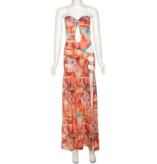 Hollow out high slit o ring cut out maxi dress