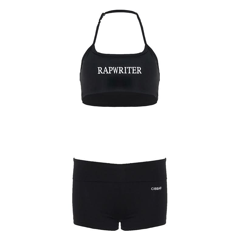 Halter letter print short pant set