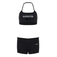 Halter letter print short pant set