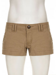 Pocket button zip-up short jeans