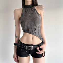Irregular hollow out crop cut out top