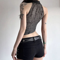Irregular hollow out crop cut out top