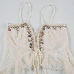 Ruffle self tie backless cami top