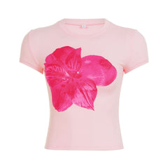 Short sleeve crewneck cat print top