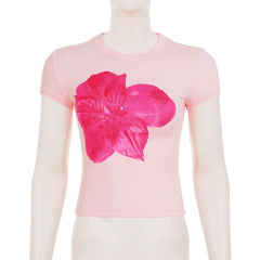 Short sleeve crewneck cat print top