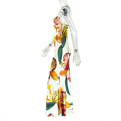 Cross back cowl neck flower print cami maxi dress
