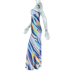 Hollow out print backless tube cut out maxi dress