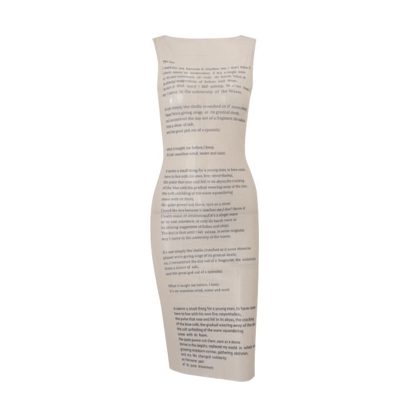 Sleeveless letter print button mesh maxi dress