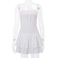 Bowknot lace hem tube mini dress