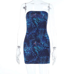 Print backless contrast tube mini dress