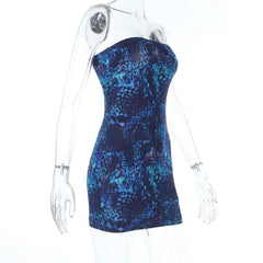 Print backless contrast tube mini dress