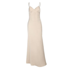 Champagne v neck zip-up cami maxi dress