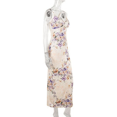 V neck flower applique cami maxi dress