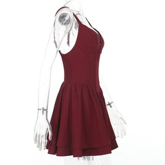 Ruched v neck zip-up cami mini dress