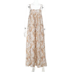 Square neck ruched print zip-up cami maxi dress
