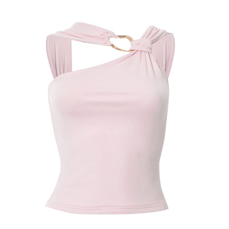 Irregular ruched solid hollow out cut out top